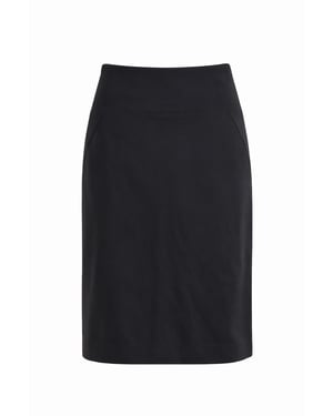 Klassieke kokerrok met hoge taille in tijdloos zwart.