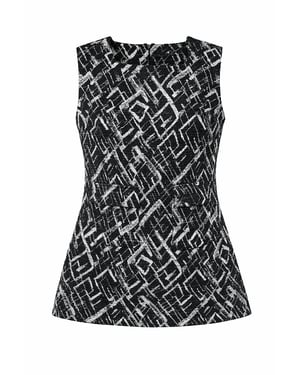 Mouwloze top met textuur en abstracte print