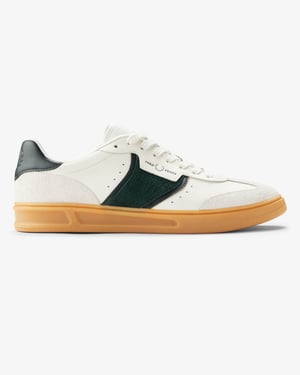 B4 Fred Perry B4 Mens Textured Leather/Suede Trainers Trainers in Ivory