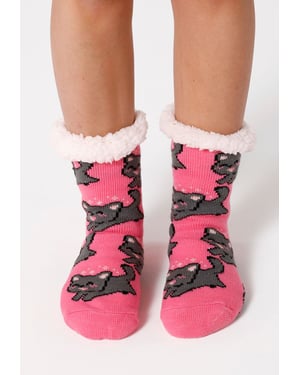 "Happy Kitten" Sherpa-strumpor