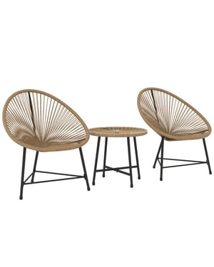 4goodz Outsunny 3-delige tuinmeubelset, rattan stoelen- licht