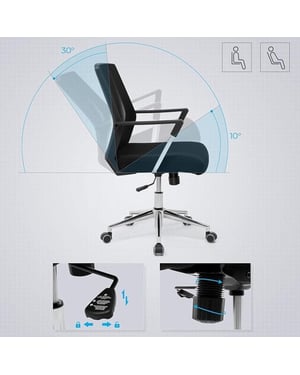 MAZAZU Ergonomische bureaustoel – – verstelbaar – max. 150 kg
