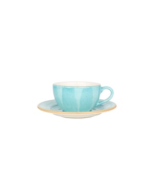 Bonna Koffie kopjes & schotel aqua porselein set van 6