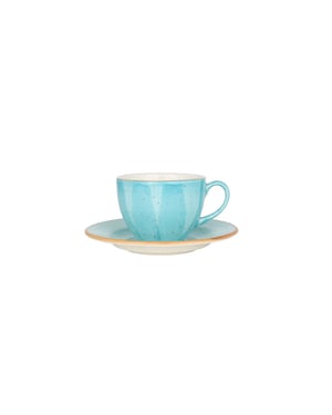 Bonna Thee kopjes & schotel aqua porselein set van 6
