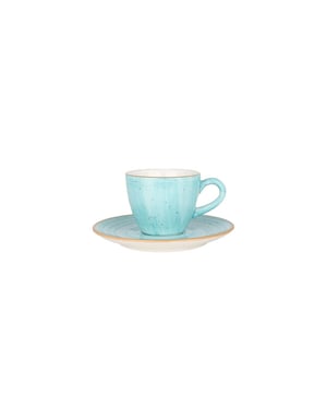 Bonna Espresso kopjes & schotel aqua porselein set van 6