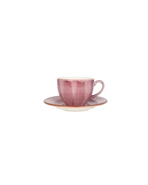 Bonna Thee kopjes & schotel aura blackberry porselein set van 6