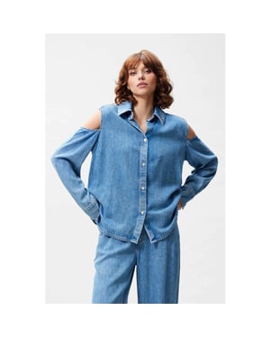 Catwalk Junkie 2601021609 open shoulder denim blouse