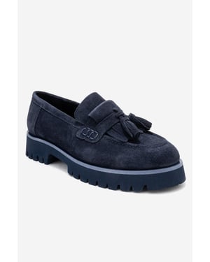 Poen Leren Kwast Loafer Dames