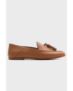 Mona Zacht Leren Kwast Loafer
