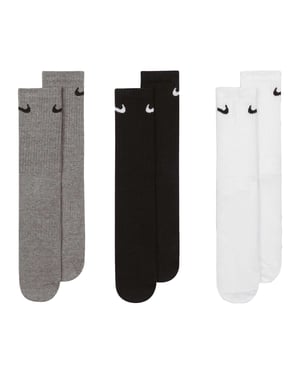 Nike Unisex Adult Lightweight Everyday Crew Socks (Pack of 3) (White/Grey/Black)