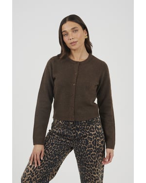 Chocolate Soft Touch Crew Neck Cardigan