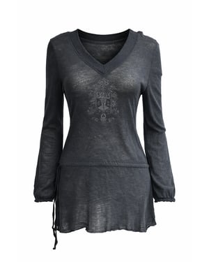 Vintage top met V-hals en lange mouwen