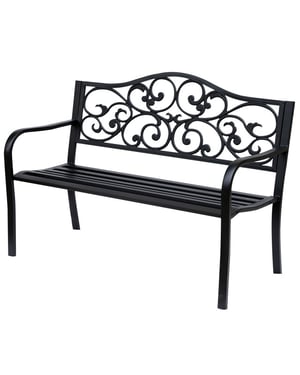 4goodz Stalen tuinbank met gietijzer armleuningen 127x60x89cm