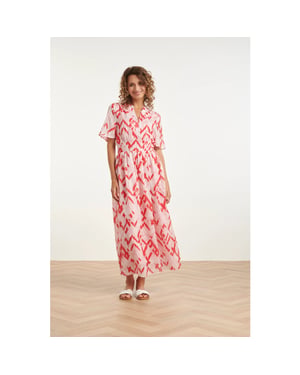 Smashed Lemon Maxi-jurk met zigzag aztec print in roze en wit |