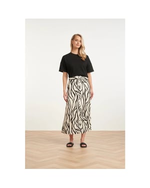 Smashed Lemon Midi-rok met zebra print off-white/zwart |
