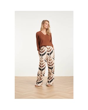 Smashed Lemon Wijde broek met grafische aztec print |
