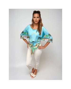 Mucho Gusto Blouse honolulu turquoise paradise print