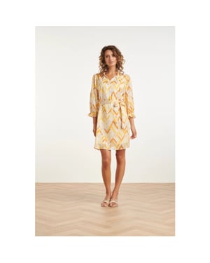 Smashed Lemon Tuniek jurk met gele zigzag aztec print en ceintuur |