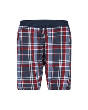 Phil & Co Heren korte pyjamabroek donkerblauw/rood geruit