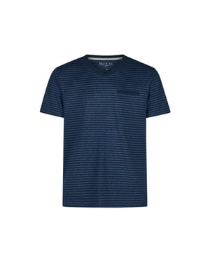 Phil & Co Heren pyjamashirt korte mouw donker/ gestreept