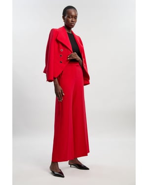 Compact Stretch Tipped Wide Leg Tailored Trouser