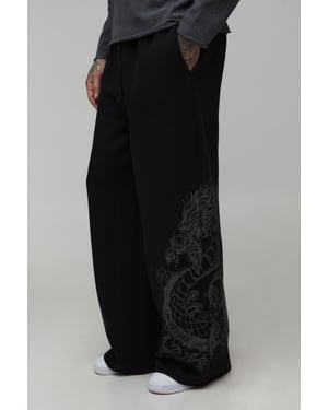 Tall Extreme Wide Leg Dragon Graphic Joggers