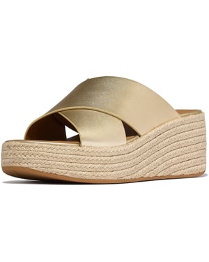 Fitflop Platform Leer Dames Platino Sandalen