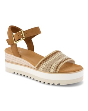 TOMS Diana Wedge Leather Women's Dark Beige Sandals