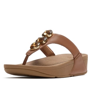 Fitflop Lulu Ultra-Jewel Tåpost Polyuretan Kvinnors Mörkbruna Sandaler