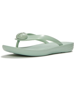Fitflop iQushion Glanzend-Knop Polyurethaan Dames Mint Fluister Flip-Flops