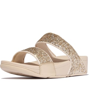 Fitflop Lulu 2 Bar Glitter Polyurethaan Dames Sandalen Platino/Zilver