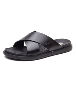 Base London Drift Leren Heren Zwarte Sandalen
