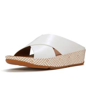Fitflop Lulu Lux Graphic-Weave Leer Dames Urban Wit Sandalen
