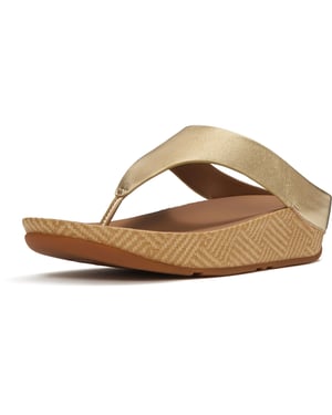 Fitflop Lulu Lux Graphic-Weave Tussenschoen Leer Dames Platino Sandalen