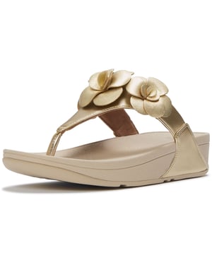 Fitflop Lulu Blomma Tåpost Polyuretan Kvinnors Platino Sandaler
