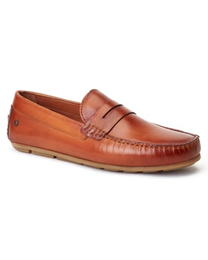 Base London Collins Driver Leren Heren Loafers in Gebrande Tan