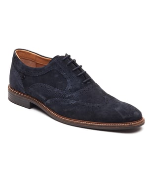 Base London Clarence Brogue Läder Herr Snörskor Navy
