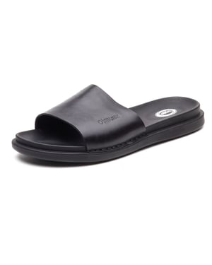 Base London Albany Leren Heren Slippers Zwart
