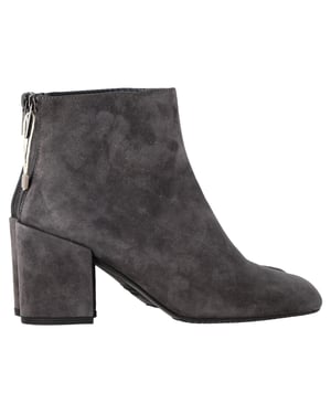 Stuart Weitzman Bacari Block-eel Ankle Boots in Grey Suede