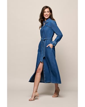 Troy Denim Jurk Medium Blauw Denim