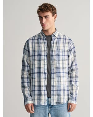 Mens Eggshell Linen Madras Shirt