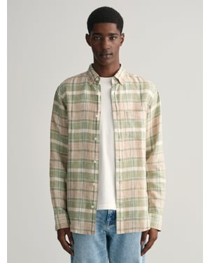 Mens Dry Sand Linen Madras Shirt