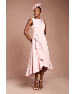 Crepe Ruffle Dress With Low Back