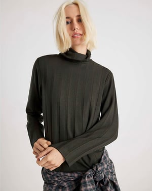 River Island Womens Top Green Cosy Wide Ribbed