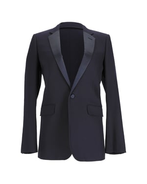 Saint Laurent Single-Breasted Blazer in Navy Blue Wool