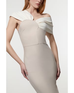 Figure Form Bandage Asymmetric Strap Knit Midi Dress