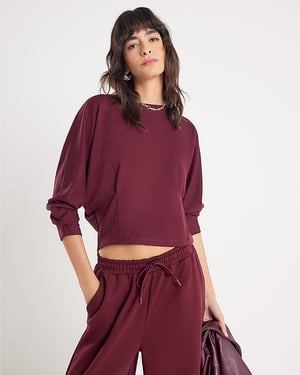 River Island Womens Sweatshirt Red Premium Batwing
