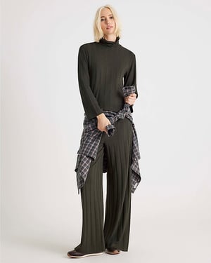 River Island Womens Trousers Green Cosy Wide Ribbed
