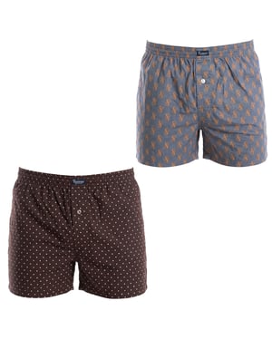 Pack of 2 Essential Cotton Men's Boxer Shorts with Elastic Waistband A0100