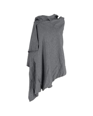 Yohji Yamamoto Huvad Poncho Cape i Grå Ull